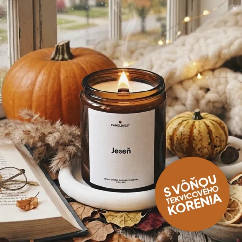 AS-sojova-sviecka-candlenest-jesen copy Jesenná sójová sviečka s vôňou tekvicového korenia Jej svetlo vytvára hrejivú, intímnu atmosféru, ktorá pripomína pokoj jesenných večerov a podporuje návrat k sebe.